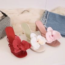 Slip On Pumps Damen Medium Heels Schuhe Mode Blume Frauen Dünne Heels Slides Schuhe Weibliche Flip-flops Schuhe