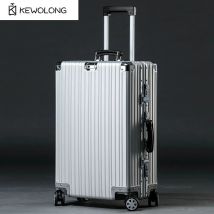 Hochwertiger Vintage-Koffer aus Aluminium-Magnesium-Legierung, 20/24/26/29 Zoll, leichtes Reise-Trolley-Gepäck mit Ledergriff