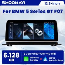Lettore multimediale per auto Wireless CarPlay Android 14 da 12,3 pollici per BMW Serie 5 GT F07 2009-2016 CIC NBT 6GB 128GB Navigazione GPS