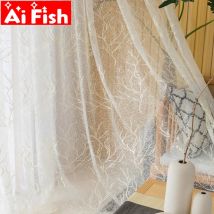 Neue Design Chaotisch Baum Muster Fenster Behandlungen Tüll Für Wohnzimmer Beige Bestickt Gaze Stoff Für Schlafzimmer Panels M156 & 5