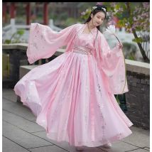 Hanfu Kleid Weiblichen Chinesischen Stil Retro Traditionellen Tang Stickerei Große Hülse Hemd Elegante Cosplay Fee Tanz Kostüm Set