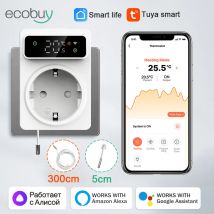 Tuya WiFi Smart Plug In Thermostat Steckdose 16A Outlet Stecker Kühlung & Heizung Fernbedienung Temperatur Controller Für Alexa Google Hause