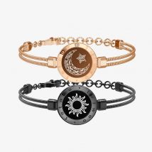 Totwoo Long Distance Touch Light Up&Vibrate Armbänder für Paare, Langstrecken-Beziehungsgeschenke Smart Sun&Moon Love Armband