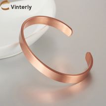 Vinterly Armbänder aus reinem Kupfer für Damen und Herren, Unisex, 8 mm breit, verstellbare Manschettenarmbänder, weiblich, größenverstellbarer Schmuck, weiches massives Kupfer