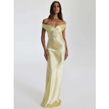 Mozision Satin Off-Schulter Rückenfrei Sexy Maxikleid Damen Kleid Mode Trägerlos Ärmellos Hohe Taille Club Party Lange Kleider