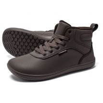 HOBIBEAR Scarpe mid-top a piedi nudi Scarpe da passeggio per esterni stringate unisex con punta larga in pelle artificiale