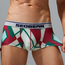 Seobean-Herrenunterwäsche, sexy, niedrige Taille, Farbblock-Boxershorts, neu