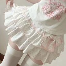 Welle Punkt Druck Kawaii Mini Röcke Frauen Y2K Ästhetische Süße Rüschen Hohe Taille Bogen Rock Kuchen Jupe Gothic Faldas Sommer