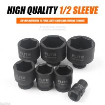 Chiave a percussione corta esagonale Presa 1/2 "Driver Cr-v Lega di alta qualità Testa a bussola a 6 punti Utensili pneumatici industriali Ispessimento