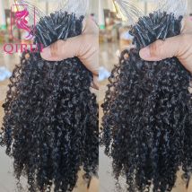 Microlink Curly Human Hair Extensions For Black Women Burmese Micro Loop Ring Human Hair Extensions Kinky Curly