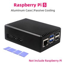 Raspberry Pi 5, Aluminiumgehäuse, passives Kühlgehäuse mit Silikon-Kühlkörper-Schalterknopf, geräuschlose Wärmeableitung für RPI 5 Pi5