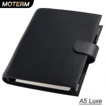 Moterm Luxe 2.0-Serie, Planer im A5-Format, Notizbuch aus genarbtem Leder mit 30-mm-Ring,