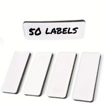 50 Pieces (3.2 x 1.2") - White Magnetic Labels - Reusable Strips for Home Office Garage Refrigerator Blank Writable