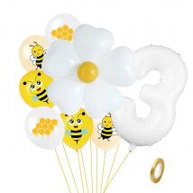 9-teiliges Biene-Latex-Luftballon-Set, weiße Gänseblümchen-Blumen-Folienballon für Kinder, Happy Bee Day, alles Gute zum Geburtstag, Party-Dekorationszubehör