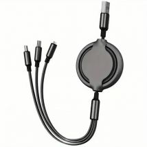 3 in 1 einziehbares Ladekabel [3a, 3ft] Multi-USB-Kabel Schnell ladekabel für Telefon, Samsung, iPad, Tablets, Schalter und mehr