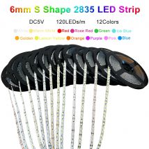 Tira de LED SMD 2835 en Forma de S, DC5V, 6mm de Ancho, Flexible, 120 LED/m, Cadena de Luces Plegable, Letrero de Neón DIY, 12 Colores, 0.5m-10m