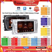 Podofo 7 ''Android odtwarzacz multimedialny dla C-MAX Ford Focus Mondeo S-MAX GPS GPS Galaxy II Kuga Navigation 2 + 64G Carplay Android Auto