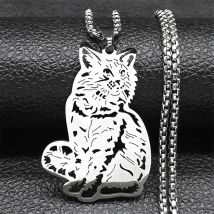 Süße Katze Anhänger Halskette für Frauen Männer Edelstahl hohle Tiere süße weibliche Kette Schmuck Kragen para mujer nzzz702s01