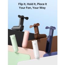 JISULIFE Ventilatore portatile Mini ventilatore portatile USB 4500mAh Ricarica tenuto in mano Piccolo ventilatore tascabile 3 in1 con funzione torcia Power Bank