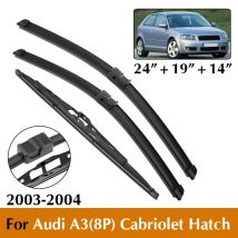 Auto-Wischerblätter-Set vorne und hinten, 24 Zoll + 19 Zoll + 14 Zoll, für Audi A3 (8P) Luke 2003–2004, Auto-Wischerblatt, Windschutzscheibe, Auto-Wischerblätter