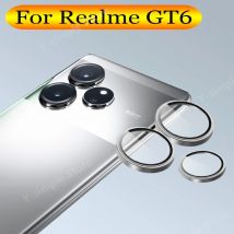 Protezione per obiettivo fotocamera in metallo per fotocamera Realme GT6 5G Pellicola in vetro trasparente Design 3D Copertura completa ad alta definizione
