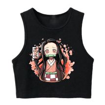 Kimetsu No Yaiba Crop Top Demon Slayer T Shirt Canotta Gilet Nezuko Anime giapponese Maglietta Tanjirou Kamado T-shirt femminile ritagliata