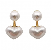 Trend Imitation Pearl Heart Earrings For Women Round Chic Earrings Elegant Love Ear Stud Wedding Jewelry Gifts