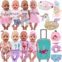 43 cm Reborn Neonato Vestiti per bambole Unicorno Flamingo Fanny Accessori per bambole da cartone animato Vestiti per bambole da 18 pollici Giocattolo per ragazza americana