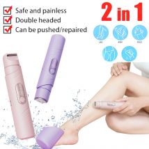 Rasoio Elettrico 2-in-1 per Donne, Doppia Testina Impermeabile, per Uso Bagnato e Asciutto, Trimmer per Peli del Corpo e Zona Bikini