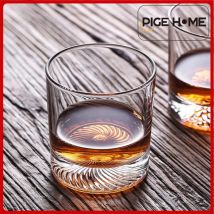 PIGE HOME 9,8 Unzen klares Whiskyglas-Set, kreatives Berg-Design, Weinbecher für Whisky, Cognac, Cocktail-Bar, Party, Weinbecher-Set