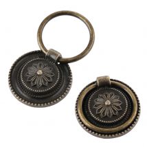 2 Stück 30 mm Schrank-Schubladengriff-Knopf, Vintage-Ring-Zugknopf, Griff mit Schrauben für Schrank, Kommode, Tür, Schublade, antike Bronze