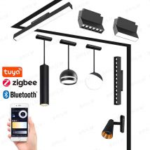 Inteligentne magnetyczne oświetlenie szynowe Tuya Zigbee Bluetooth DC48V LED typu Downlight Spot Flood Grille lampy nowoczesny dom salon czarny