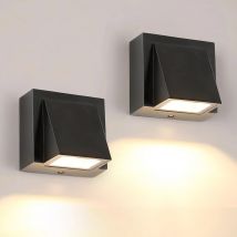 Aplique de pared para exteriores, 2 piezas, luz de pared LED impermeable IP65, luz de pared cuadrada de aluminio para jardín, porche, garaje, patio