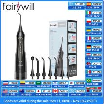 Fairywill-irrigador bucal para dientes, irrigador Dental portátil recargable, 3 modos, tanque de agua, limpiador de dientes impermeable, 300ML