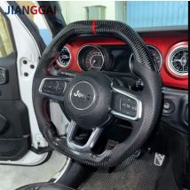 Perforowana skórzana kierownica z włókna węglowego do Jeep Wrangler JL 2018-2024 kierownica płaska górna płaska podeszwa akcesoria