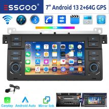 ESSGOO Wireless Carplay Car Stereo Radio For BMW E46 M3 318/320/325/330/335 Rover 75 Coupe Android 13 64G 2Din GPS WIFI RDS BT