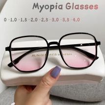 Neuer Trend, koreanische übergroße, allmähliche rosa Puder-Rouge, Myopie-Brille, Anti-Blaulicht-blockierende Computerbrille, Dioptrien 0 bis 4,0