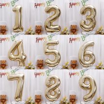 40inch Platinum Digital Foil Balloon Heart Star Large Number 0-9 Helium Balloons Kids First Birthday Festival Party Decoration