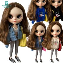 28-30 cm Blyth Azone OB22 OB24 Puppenkleidung Mode Jeansjacke Jersey Sweatshirt Leggings