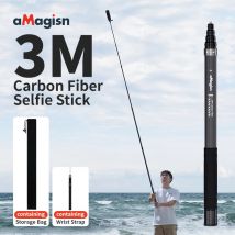 aMagisn Selfie stick invisibile da 3 m, monopiede estensibile in fibra di carbonio da 118" per Gopro Max DJI 360 Insta360 X3 X4 Air X5 Accessori