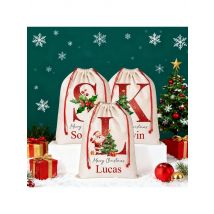Personalized Santa Sack with Initial Name Christmas Gift Bag Pouch Christmas Eve Box Sack Bag Holiday Presents Storage New Year