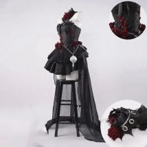 Psychologe Quadratisches Anime Cosplay Kostüm Gothic Braut Vampir Schwarzes Rosenkleid Hochzeitskleid Halloween Set 2025