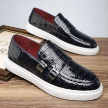 Luxus männer Schuhe Hohe Qualität Krokodil Korn Männer Leder Schuhe Mode Britischen Stil Faulenzer Mönch Schuhe Neue Männer Fahren Wohnungen