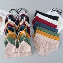 Damen-BH-Sets aus Spitze, nahtlose Unterwäsche, rückenfreie Weste, angepasste Träger, Dessous, Blumenmuster, weiches, bequemes Unterwäsche-Set