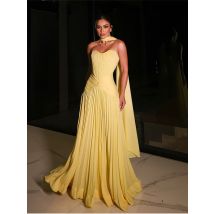 Booma A-Line Pleat Yellow Evening Dresses Sleeveless Strapless Formal Dresses for Women Elegant Prom Gowns Custom Made 2025