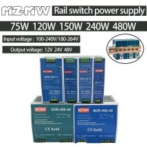 EDR NDR Schienen-Schaltnetzteil 75 W 120 W 150 W 240 W 480 W AC 110 V/220 V DC 12 V 24 V 48 V LED-Streifen Außenüberwachungsantrieb