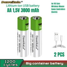 AA lithium battery USB-C fast charging 3000mAh high capacity | 1.5-hour fast charging | Special battery for wireless devices