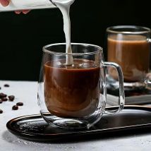 Tazza in vetro borosilicato alto resistente al calore da 150-350 ml Tazza da caffè in vetro a doppia parete con manico Tazza da acqua per latte Tazze trasparenti Regalo