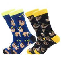 2 pairs of lazy vacation style sloth mid-calf socks