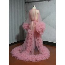 Damen-Morgenmantel, Perspektive, transparenter Tüll-Robe, bauschiges Schwangerschafts-Umstandskleid für Babyparty, Nachthemd, Nachtwäsche, individuell